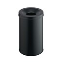 Durable waste bin metal with extinguisher 30 litres black