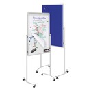 Legamaster 2104 multiboard mobile - whiteboard, blue pinboard and flipchart