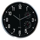 Wanduhr CEP 2114000011, mit Temperaturanzeige, schwarz/silber