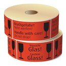 Etiketten 69005 Aufdruck: Vorsicht Glas, Maße: 145 x 70 mm, 500 Stück