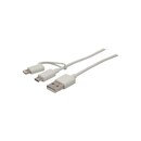 USB 2.0-Kabel CUC 150325, Typ A / Lightning / Micro B, 1m Kabel, weiß