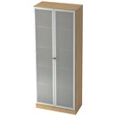 Schrank mit Glastüren, 4 Böden, Maße: 80x200,4x42cm, ahorn, Montageservice