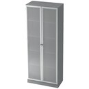 Schrank mit Glastüren, 4 Böden, Maße: 80x200,4x42cm, grau, Montageservice